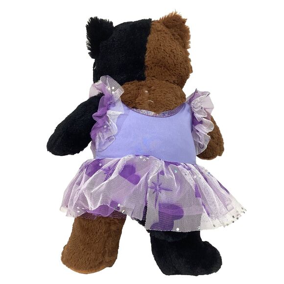 The Bear Factory-Calico Cat-Brown/Black/White-Lavender Sparkle Dress- 15" Plush - Picture 2 of 6